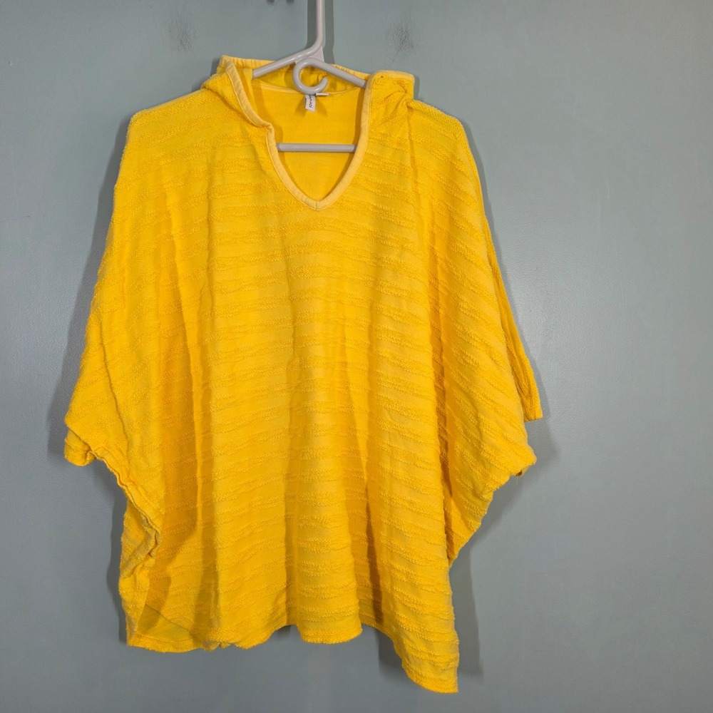 Janie and Jack Yellow Textured Cotton Hooded Poncho Swim Cover Up Size 16